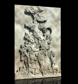 Radha Krishna 3D CNC Design STL File for Wood Carving