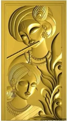 Radha Krishna Flute 3D CNC Wall Panel Design STL File