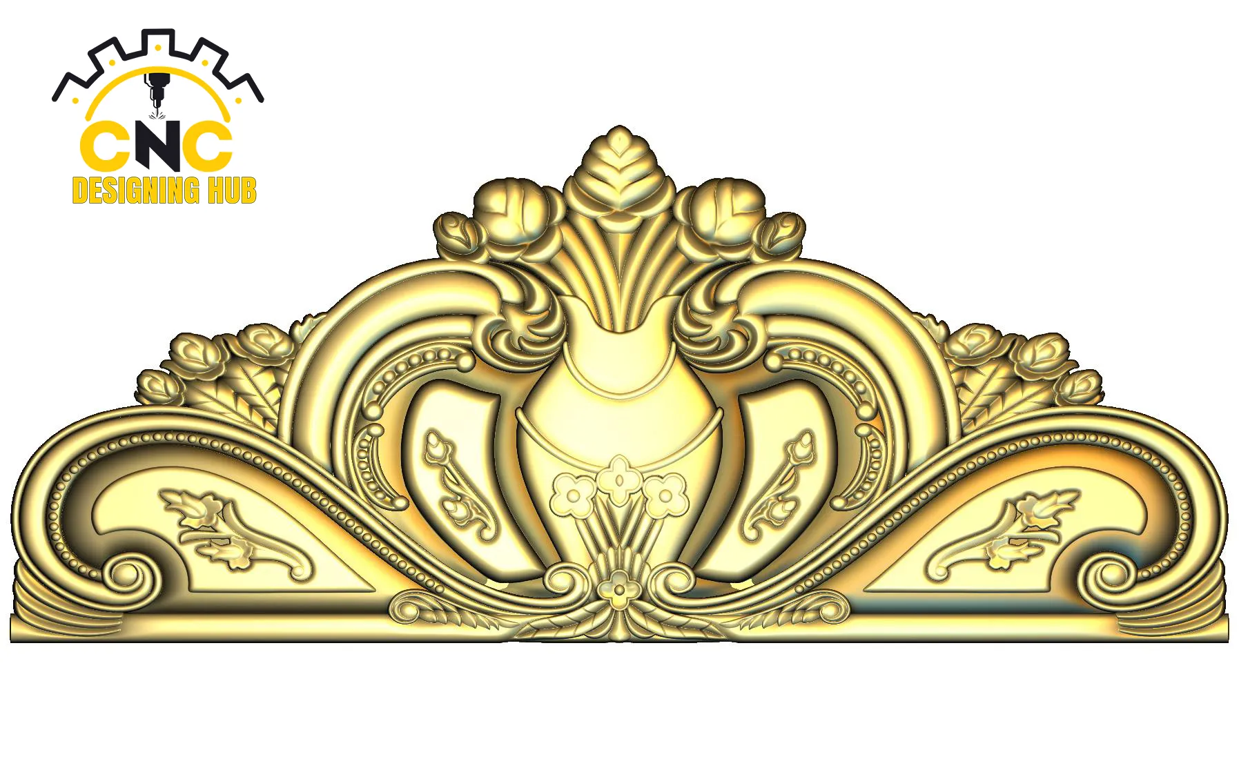 3D ornamental CNC furniture carving design with floral details