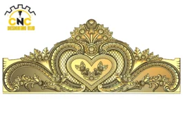 3D Floral Heart CNC Bed Headboard Carving Design