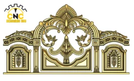 3D CNC Arch Door Carving Design with Ornamental Details