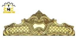 3D Ornamental CNC Headboard Carving Design with Scrollwork