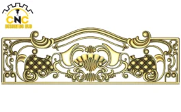 3D Ornamental CNC Panel Carving Design with Scrollwork