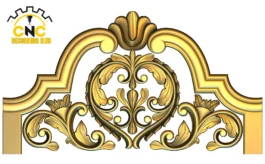 3D CNC Arch Carving Design with Floral Scrollwork