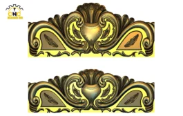 3D CNC Ornamental Vase Panel Carving Design with Floral Scrollwork