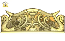 3D CNC Swan Decorative Panel Carving Design with Ornamental Scrollwork
