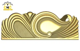 3D CNC Wave Panel Carving Design with Ornamental Scrollwork