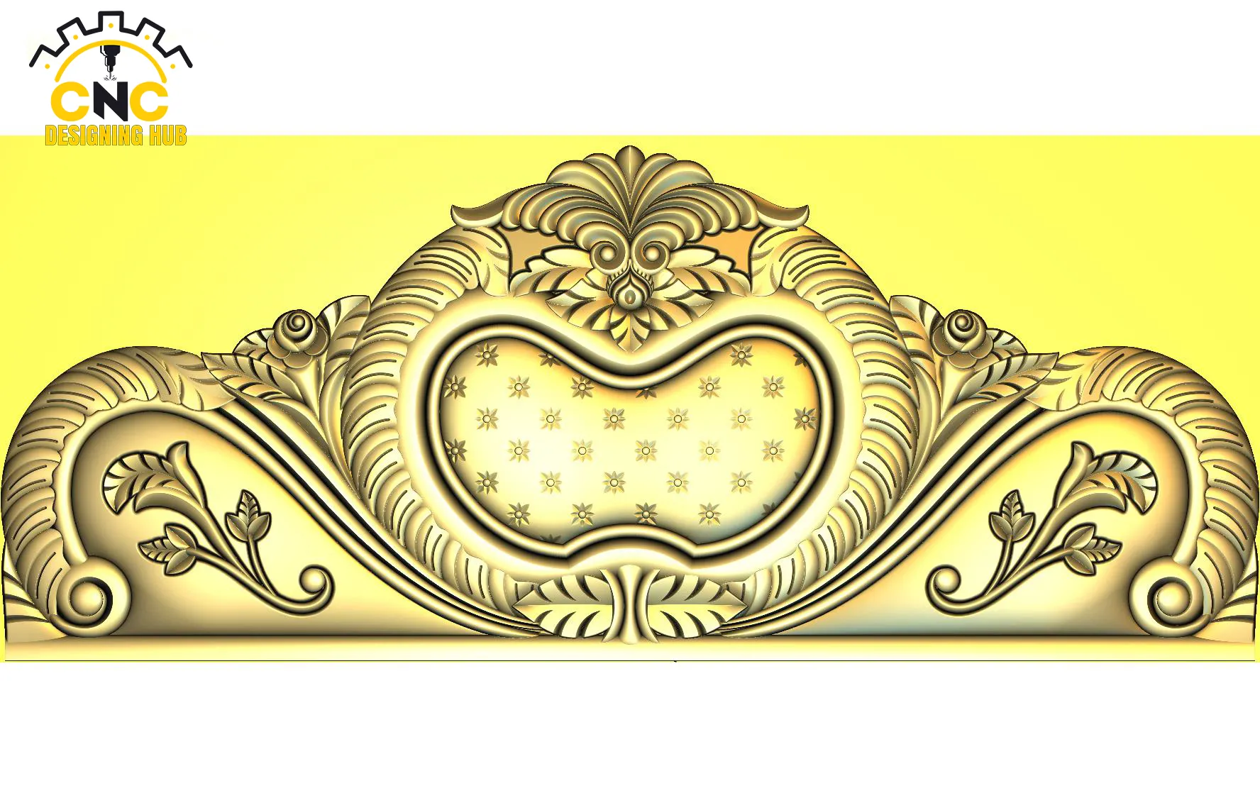 3D CNC ornamental medallion panel carving design with floral details