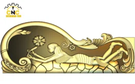 3D CNC Reclining Woman Figure Carving Design with Floral Frame