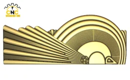 3D CNC Sunburst Fan Panel Carving Design with Floral Detail