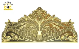 3D CNC Floral Vase Panel Design with Ornamental Scrollwork