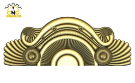 3D CNC Sunburst Arch Panel Design with Ornamental Scrollwork