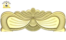 3D CNC Ornamental Bow & Scroll Panel Carving Design