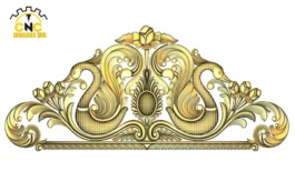 3D CNC Floral Scroll Ornament Carving Design