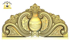 3D CNC Floral Urn Scrollwork Panel Carving Design