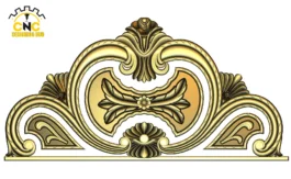 3D CNC Ornamental Headboard Design with Floral Medallion