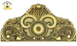 3D CNC Floral Medallion Headboard Design with Ornamental Carving
