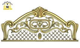 3D CNC Arched Headboard Design with Ornamental Scrollwork