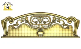 3D CNC Arched Furniture Panel Design with Floral Scrollwork